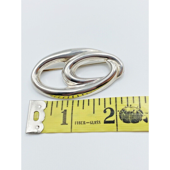 Vintage Solid Sterling Silver 925 Abstract Modernist Oval Swirl Brooch Pin 14.6g - Picture 5 of 6
